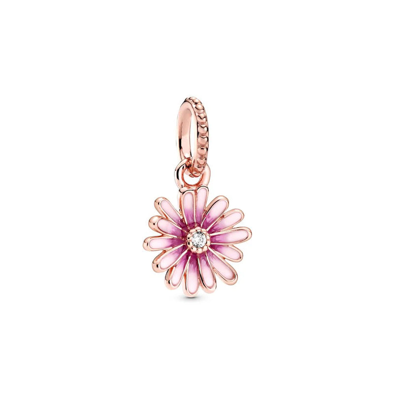 rose goud bloem bedel gepersonaliseerd voor armbanden in pandora stijl met hartjes