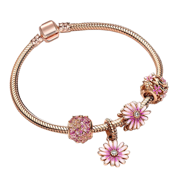 daisy armband 925s zilver rose goud in de sale uitverkoop koop 1 en krijg 4 gratis beads